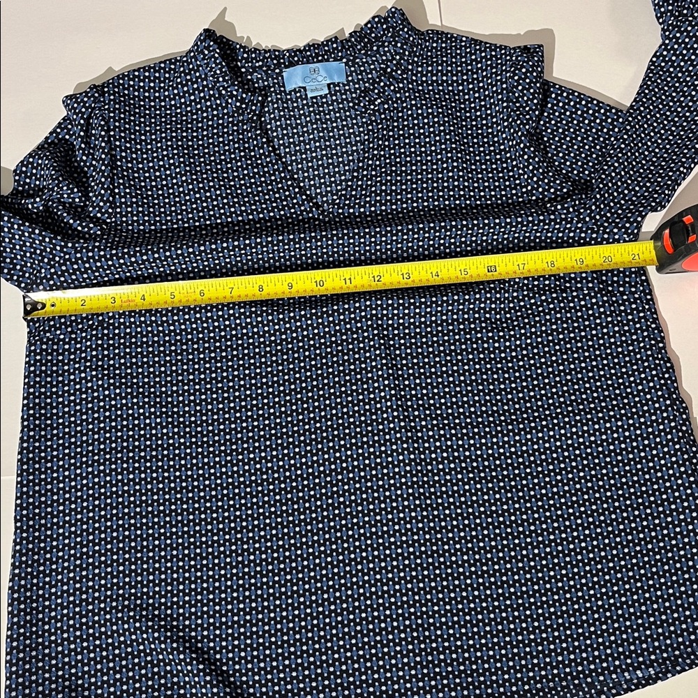 CeCe Nordstrom Blue Polka Dot Bell 3/4 Sleeves Large Blouse Casual Lightweight - Picture 4 of 5